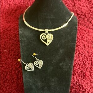 Elegant Gold and Silver Heart Jewelry Set